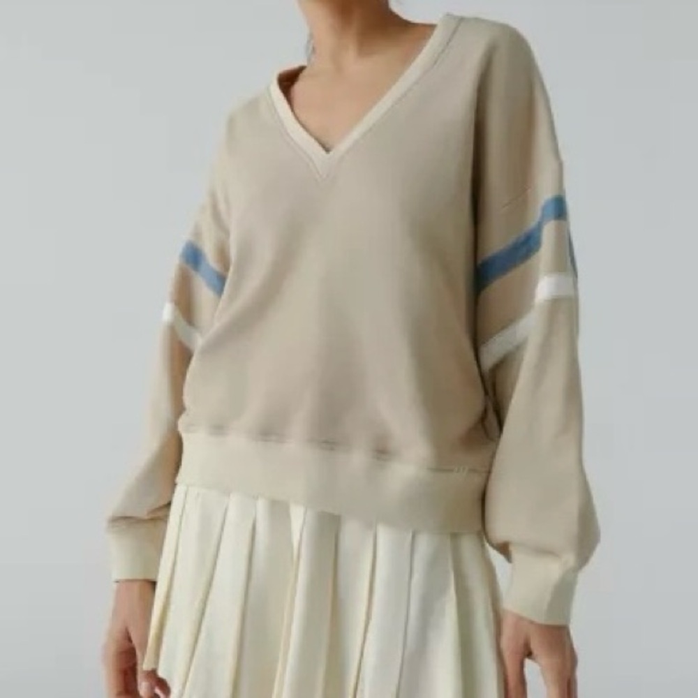 Urban Outfitters BDG Clyde V-neck Sweatshirt In Tan